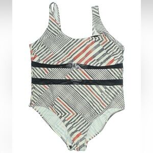 Sun & Sea Grey and Red One Piece Swimwear Chevron Pattern Women’s Plus Size 18